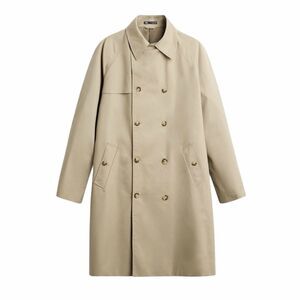 Zara Men’s Technical Water-Repellent Trench Coat Beige Double Breasted L NWT